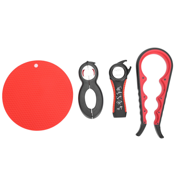 4st set Kök Verktygskit Ergonomisk Flaska Burk Öppnare Halkfritt Grepp Underlägg Värmeisolering