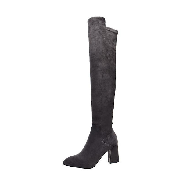 Högkvalitativa Over Knee Höga Stövlar Festskor 7.5cm heel gray 4