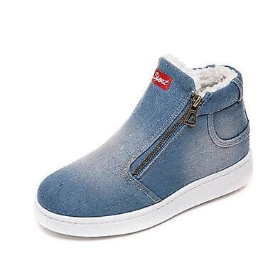 Nya Vinter Denim Ankel Warm Plush Thickening Flat Boots Sky Blue 6