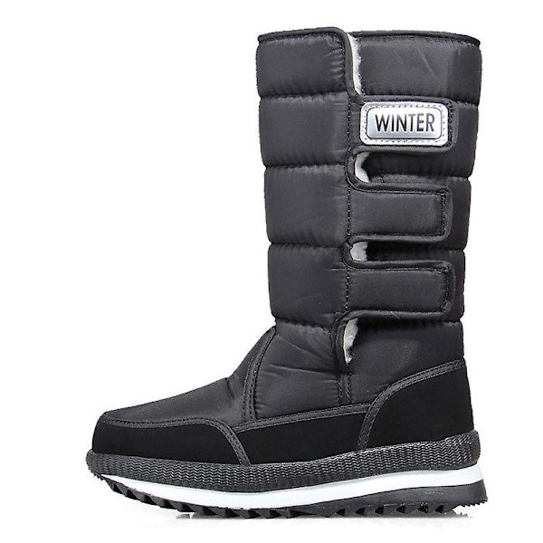 Snökängor för kvinnor, platåskor, tjock plysch, halkfria, mellanhöga. black Z02WBO314 9