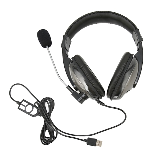 USB-spelheadset med trådstyrd volymkontroll, justerbart spelheadset med mikrofon för PC, bärbar dator och PS4