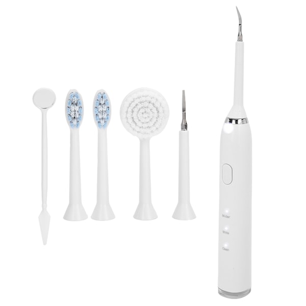 Multifunktionell Oral Irrigator med Ansiktsborsthuvud Mun Spegel Tandrengöringsenhet Vit