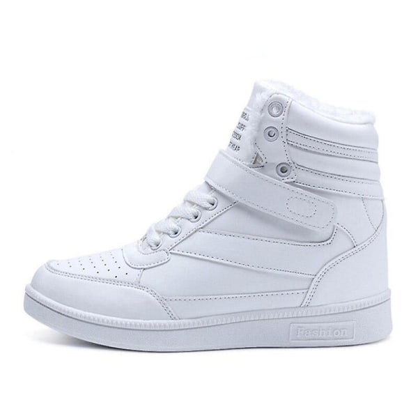 Dam Spring Wedge Sport Casual Vulkaniserad Sko Fashionabla Sneaker White Plus cotton 35