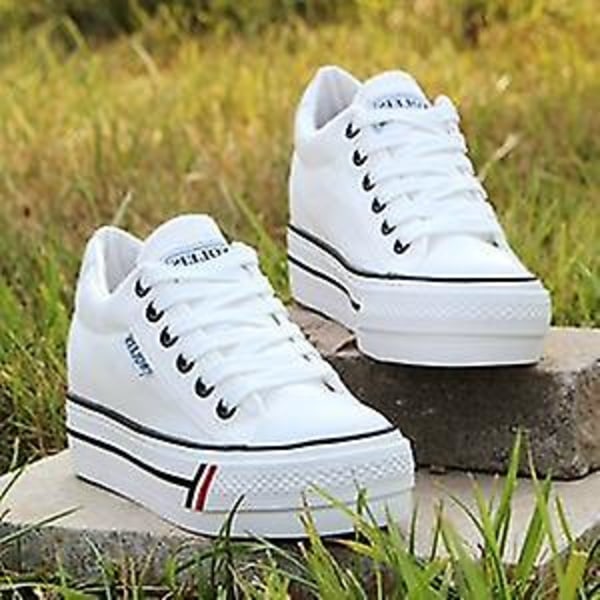 Casual Wedge- Sneakers som andas, plattformssneakers White 37