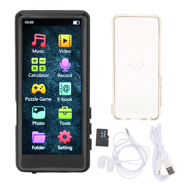 MP4-spelare 3,5 tum Full Touch HD-skärm HiFi Lossless Ljud Bärbar Digital Musikspelare med Bluetooth FM-radio