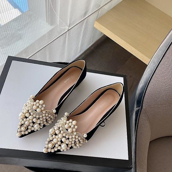 Crown Pearl Ballerinaskor Dam Spetsiga Skor 1Black 39