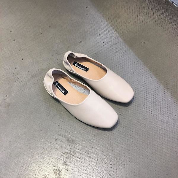 Mjuka ballerinaskor i läder för dam Beige 9