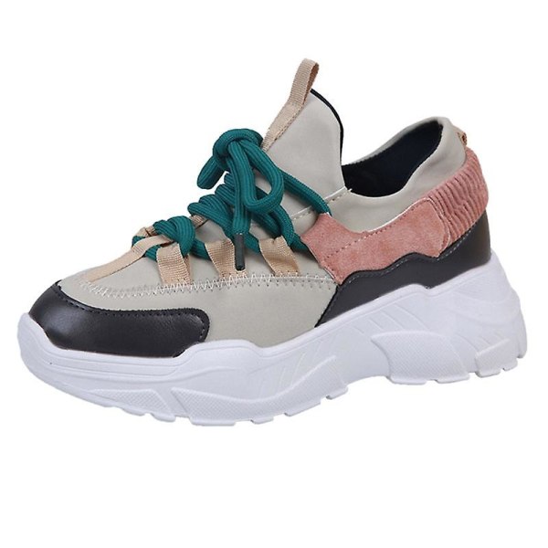 Man's Chunky Wedge Par Style Sneakers Mesh Flock Sneakers White A 12