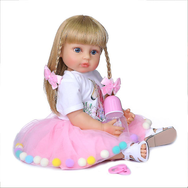 50 cm Kroppsmjuk silikon sött ansikte Reborn Toddler Baby Födelsedag Julklappsdocka Unicorn t-shirt