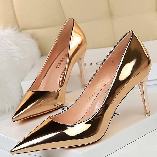 Kvinna Pumps Lack Skor med höga klackar 39 / 9511-A7-Bronze7.5cm