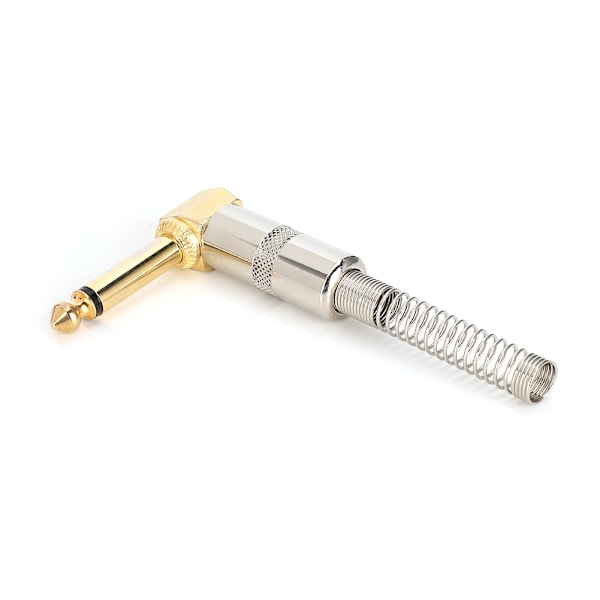 Guldpläterad 90 Graders Böjd Mono 6,35mm Hane Elektrisk Gitarr Mikrofonkabel Lödnings DIY Kontakt