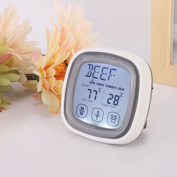 Kökstermometer med pekskärm, digital mat- och köttermometer med timer och sond
