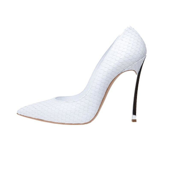 Dam Läder Spetsig Tå Tunna Höga Klackar Skor - 10cm Vit Orm 6 / 10cm white snake