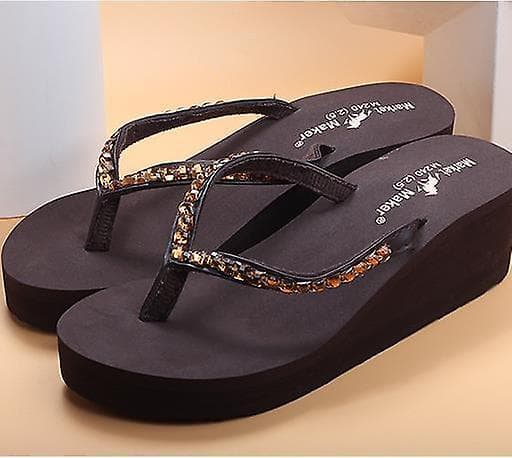 Högklackade flip-flops halkfria damsandaler B-coffe 35