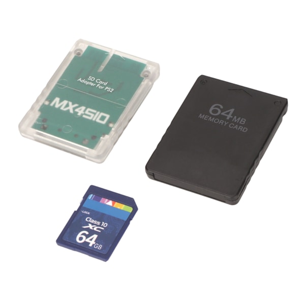 Konsol Kort Adapter Plug and Play Lagringskortläsare med 64G Lagringskort 64MB FMCBV1.966 Kort för PS2 Slim Konsoler