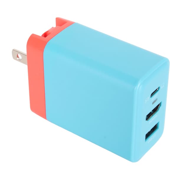 Bärbar Dockningsladdare Adapter 3 i 1 Snabbladdning HD Multimedia Interface PD 65W USB C Laddare för Switch OLED 100?240V Röd Blå US-kontakt