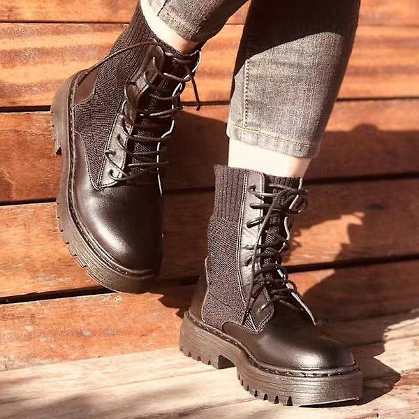Kvinnor Army Combat Ankel Snörstövlar black2 9