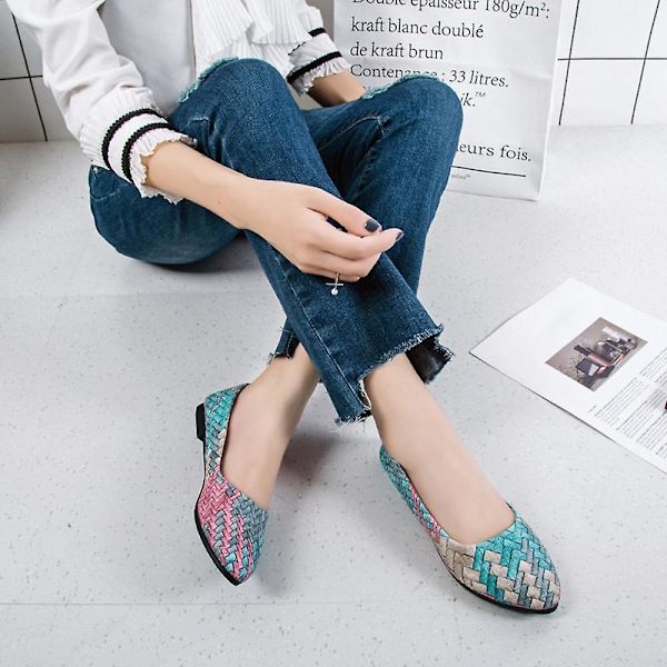 Dam Mockaskor Mode Spetsiga Skor Green 38