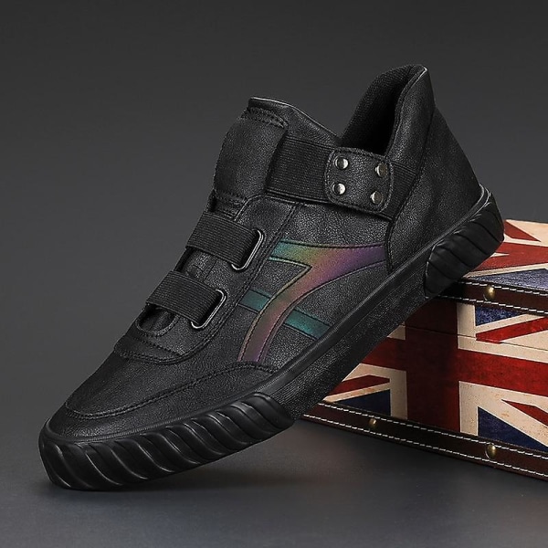 Nya High Top Vulcanize Slip On Manliga Flat Fashion Sneakers full black 38