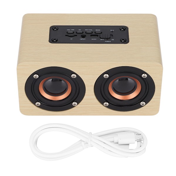 Trådlös Bluetooth-högtalare i trä, retro subwoofer AUX stereohögtalare för hemmet, surfplatta, bambuträfärg