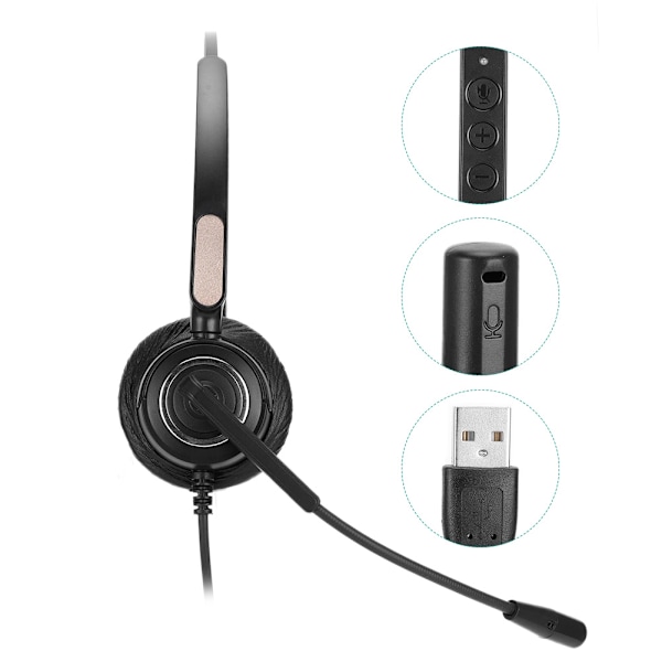 510D USB-headset för dator, operatör, justerbar, bekväm kommunikationshörlurar