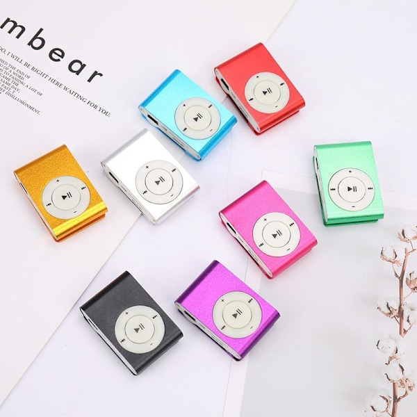 3,5 mm USB2.0 Mini MP3-spelare med klämma, stöd för minneskort, enkel utan display