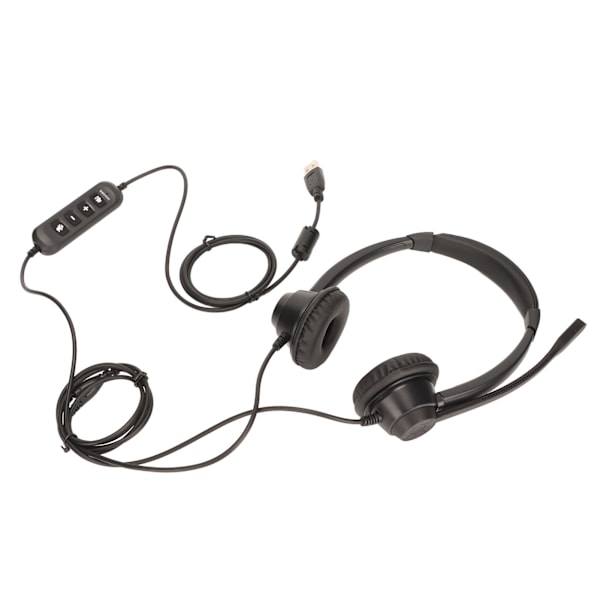 Telefonheadset Professionell Binaural Brusreducerande Justerbar Volym USB Business Headset för Kundtjänst