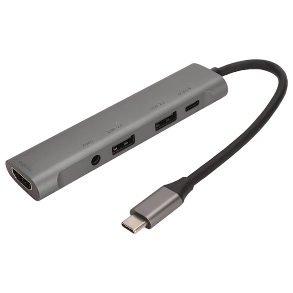 USB-C Hub 4K HD HDMI-utgång PD Snabbladdning Typ C till 3,5 mm Ljud 5-i-1 Multiport Adapter
