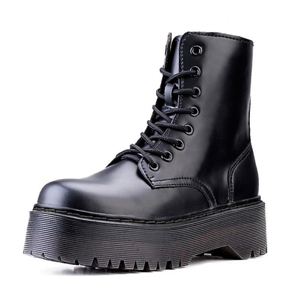 Kvinnor Vinter hög plattform tjocka klackar Chunky plattform boots black 4.5
