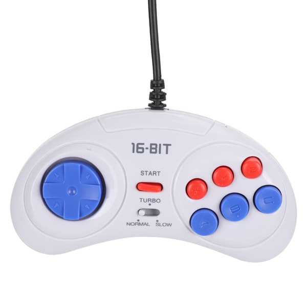 16Bit 9-stifts Mini Handheld Spelkonsol Ergonomisk Spelkontroll Vit för Sega