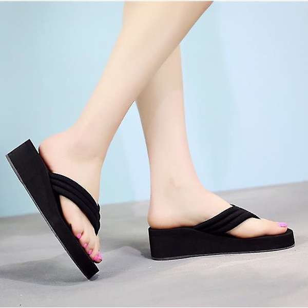 Sommar- kilplattform, flipflops, sandaler med hög klack ( set 1) 10 / Style 4 black 5cm