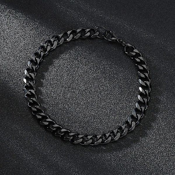 Rostfritt stål Curb Cuban Link Chain Armband 22cm Width 5mm