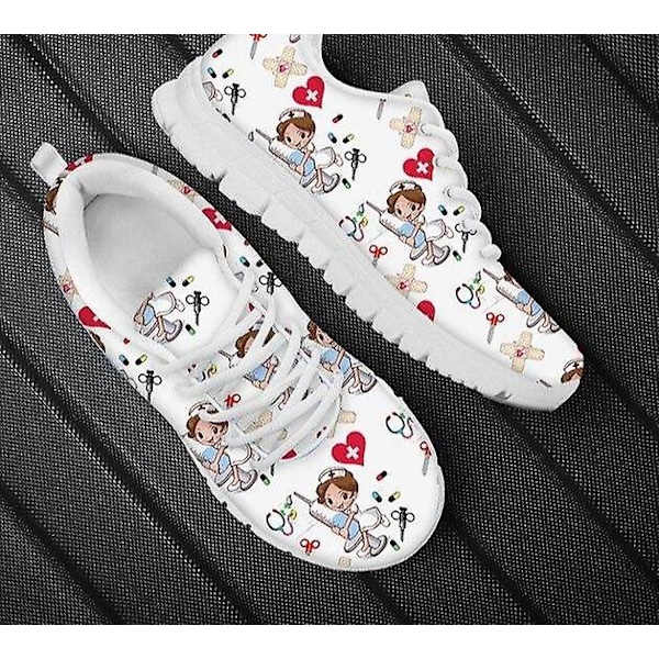 Vårsköterska Ballerinaskor, Söta tecknade sneakers för damer Set-2 45 / HMFA002BAQ