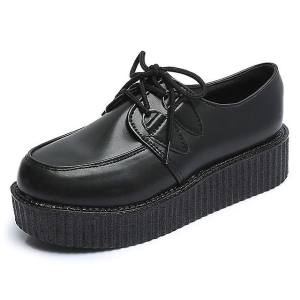 Höst- Flats Snörning Vulkanisera, Plattformsskor BLACK 37