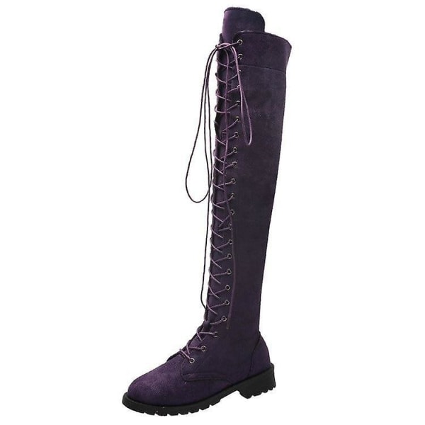 Lårhöga Kvinnor Western Over The Knee Boots Set-2 S401-purple 10