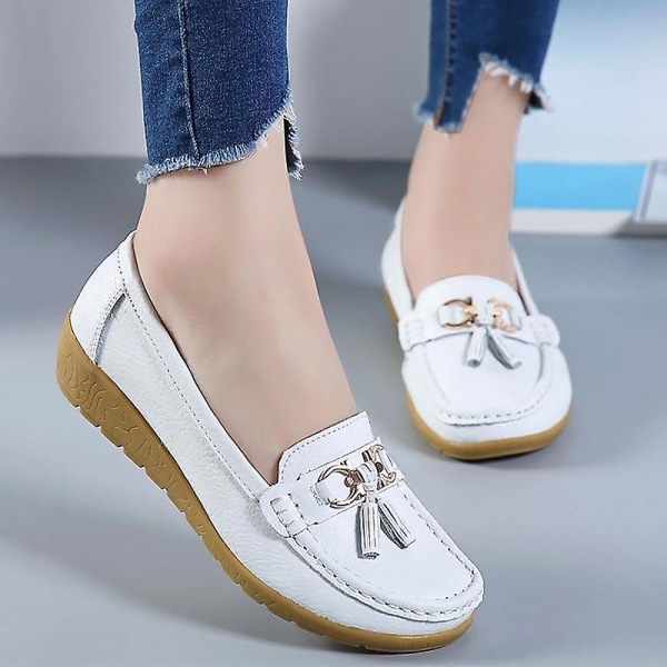 Sommarloafers, Äkta Läder Mjuka Äkta Läder Damskor Set-1 Orange 6