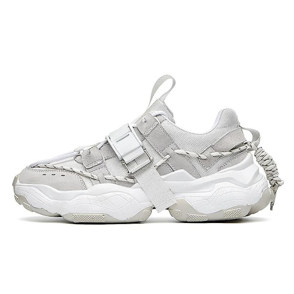 Mode Män Spänne Design Chunky Sneakers White 44