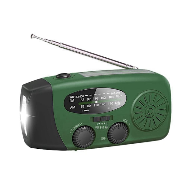 Portabel Nödradio med Solpanel och Handvev 1000mah, Nödradio med LED-ficklampa SOS-alarm Handvevsradio för utomhusnöd