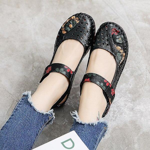 Vårmode Blomdesign Rund Tå Mjuka Sula Ballerinaskor 989 red sandals 6