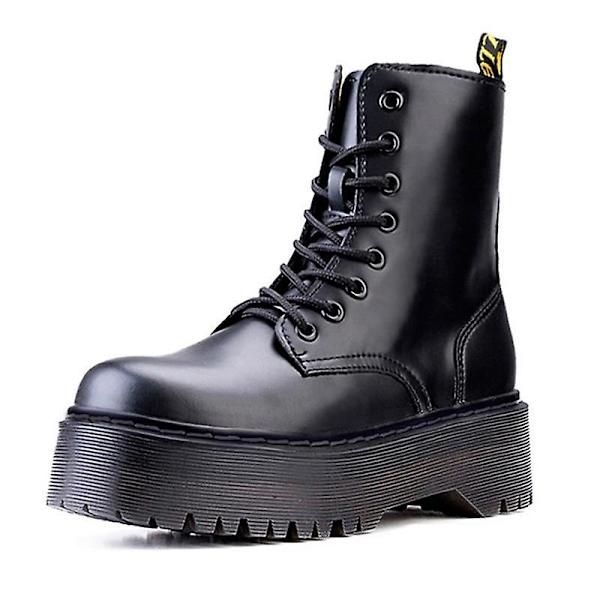 Kvinnor Vinter hög plattform tjocka klackar Chunky plattform boots black 8