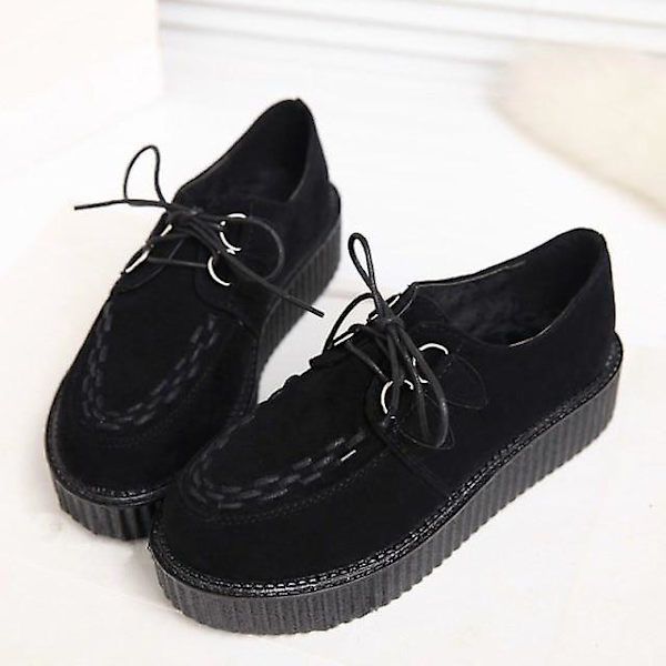 Flats-skor för kvinnor i stora storlekar Suede black 8