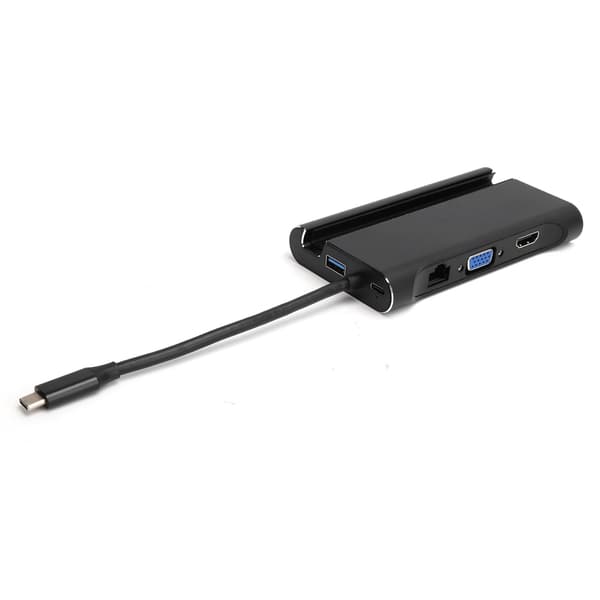 7-i-1 Dockningsstation USB Type-C Hub HD Multimedia Interface VGA RJ45 PD Hub Adapter