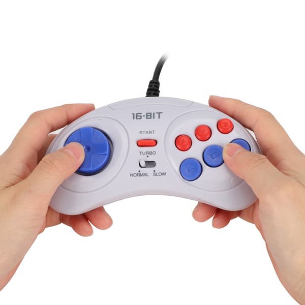 16Bit 9-stifts Mini Handheld Spelkonsol Ergonomisk Spelkontroll Vit för Sega