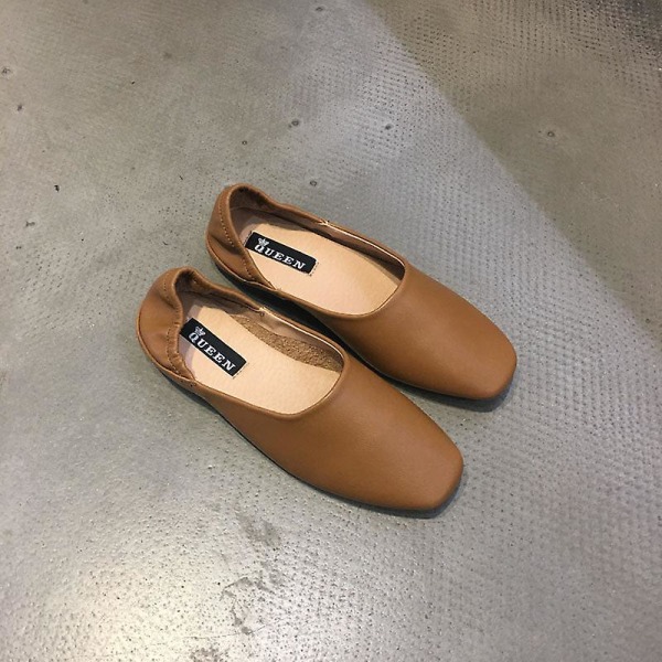 Damer Dam Mjukt Läder Balett Flats Skor light brown 7.5