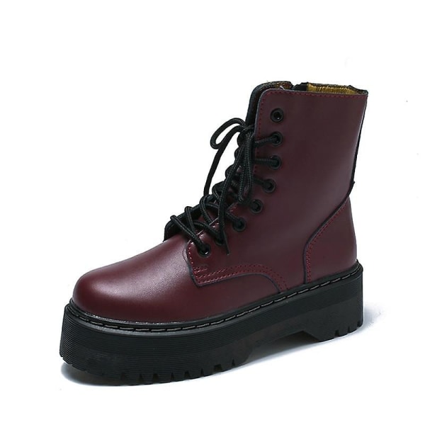 Kvinnor Vinter hög plattform tjocka klackar Chunky plattform boots red 5
