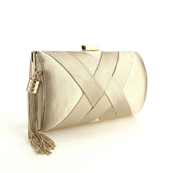 Tofs hängsmycke silk kväll clutch väskor guld