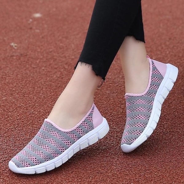 Sommarskor för kvinnor, Sneakers i mesh som andas Pink 10