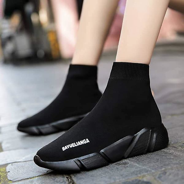 Andningsbara Ankelboots Damstrumpor Skor (Set om 3) All Black 2 44