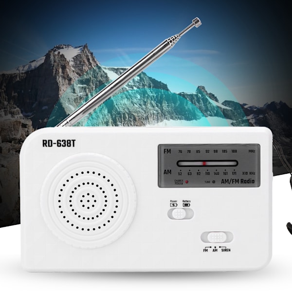 RD?638T Bärbar Solcellsdriven Handvev AM FM Radio Nödläge med LED-ficklampa