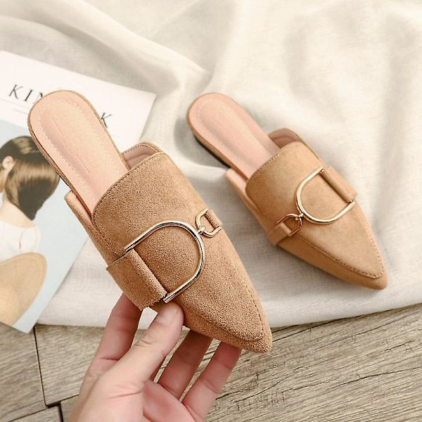 Kvinna Mules Plattform Tofflor Sandaler Khaki 39